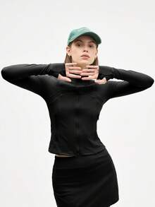 Eassivo Eassivo Chaqueta deportiva de ajuste ceñido con cuello alto de unicolor casual