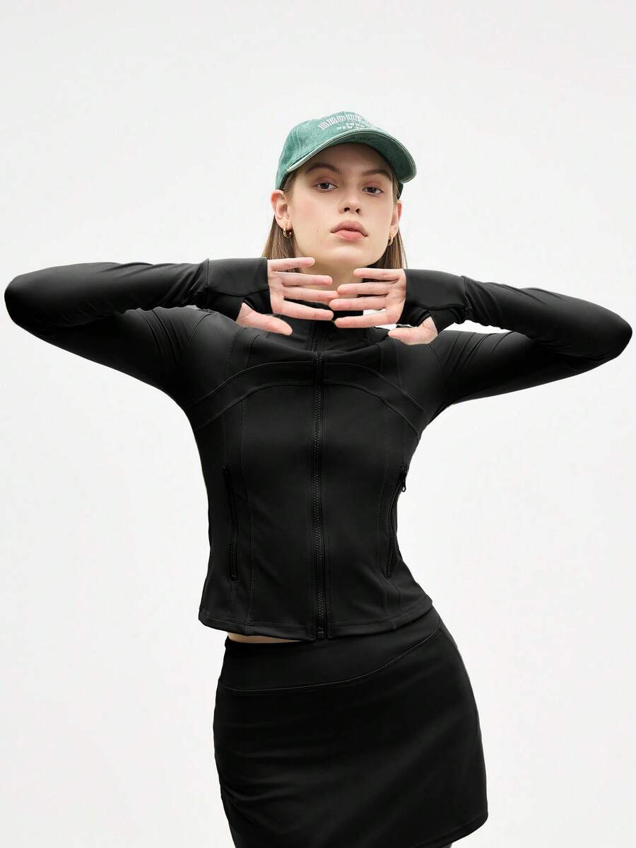 Eassivo Eassivo Chaqueta deportiva de ajuste ceñido con cuello alto de unicolor casual