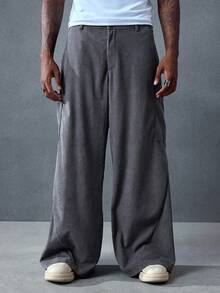 ROMWE MEN Casual Quần dài nam dáng rộng thiết kế túi màu trơn đơn giản - Nhiều màu - Xem 5