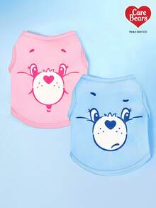Care Bears X PETSIN 1件可爱心形小熊卡通图案宠物背心，透气亲肤。