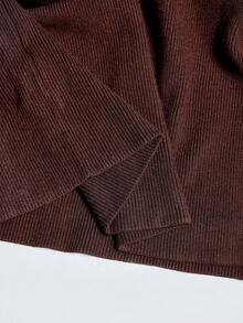 Aveloria GENKIRA Vestido de suéter de manga larga holgado con cuello alto y media cremallera de moda - Café integral - Ver 6