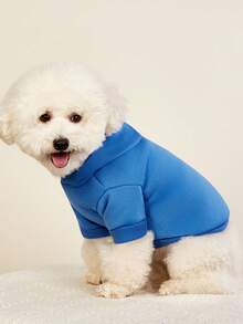 PETSIN 1 件纯色宠物连帽衫 - 适合春、秋、冬和凉爽夏夜的舒适四季穿着；非常适合日常散步、户外探险、室内休闲、旅行、节日聚会和节日拍摄 - 藍色 - 查看 2