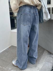 Dazy Plus 秋季女童星星印花装饰图案宽松直筒休闲长牛仔裤