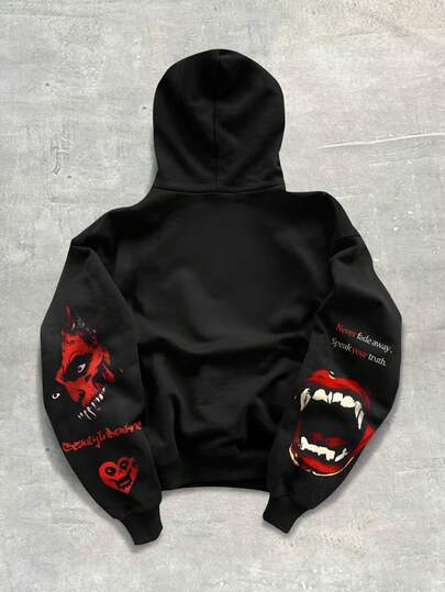 Street Life Men's Street Fashion Printed Long Sleeve Hoodie