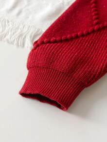 Souflis Souflis 6-9 Monate Baby Mädchen Warmer Outfit, Baby Mädchen Winter Warmer Gestrickter 2 Stücke Set, Süßer Schleifenpullover und plissierter Rock Set, Bequem, weich und hautfreundlich