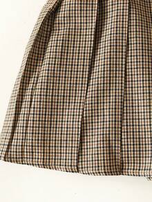 Maija Kids Maija Kids Young Girl Plaid Fabric Pleated Skirt With Belt - Rust Brown - View 5