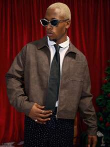 Áo khoác dài tay nam PAVTROS Manfinity Streetrush phong cách đường phố, áo khoác ngắn tay màu nâu có khóa kéo, áo khoác da nam, áo khoác mùa thu, áo khoác đường phố, áo khoác mùa đông, quà tặng Giáng sinh, quà tặng bạn trai, áo khoác bomber màu mocha, áo khoác vintage nam, áo khoác nâu, áo khoác ngắn có khóa kéo nam, áo khoác nam dáng ngắn - màu nâu - Xem 4