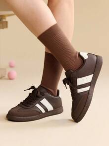 CUCCOO EASI 2024 New Spring Women Retro Versatile Casual Sneakers, Flat White Shoes For Christmas - Brown - View 9