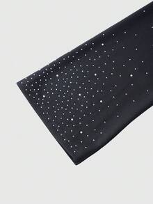 ROMWE MEN Street Life Men's Fashion Eye Print Rhinestone Embellished Long Sleeve T-Shirt, For Fall - Black - View 4