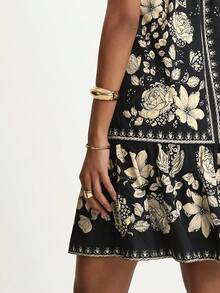 CAJUNI Vestido de tirantes casual de verano con estampado floral para vacaciones - Negro - Ver 6