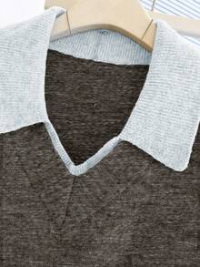 Franclia Jersey de manga larga 2 en 1 con cuello en V, otoño/invierno - Rosa Oxidada - Ver 7
