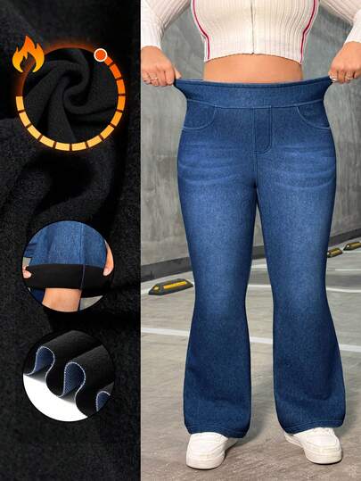 Flexra Plus Size Women Casual Versatile Washed Knit Pants