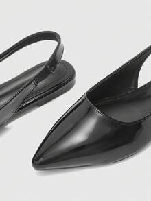 CUCCOO BIZCHIC 女士时尚黑色尖头平底鞋，简约通勤百搭乐福鞋 - 黑色 - 查看 6