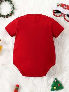 SHEIN Playful Pals Wesołych Świąt Bożego Narodzenia, chłopięcy, swobodny, modny, minimalistyczny, kreatywny, świąteczny klimat, dekoracyjny, zabawny, numeryczny i graficzny nadruk, szczęśliwego Nowego Roku