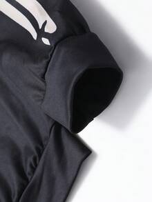 ROMWE MEN Goth 男士拉链连帽衫，骷髅骨架印花深色图案设计，视觉冲击力强，长袖上衣 - 彩色 - 查看 6