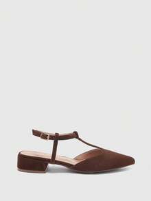 CUCCOO BIZCHIC Women's Pointed Toe Buckle Design Fashion Daily Wear Chunky Heel Pumps