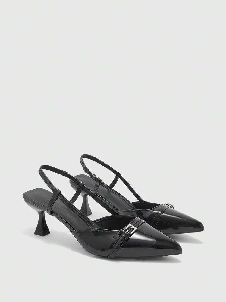 CUCCOO BIZCHIC Women's Pointed Toe Kitten Heel Pumps, Versatile Black High Heels For Daily Wear, Commute, Office, Shopping For Christmas Spring Shoes