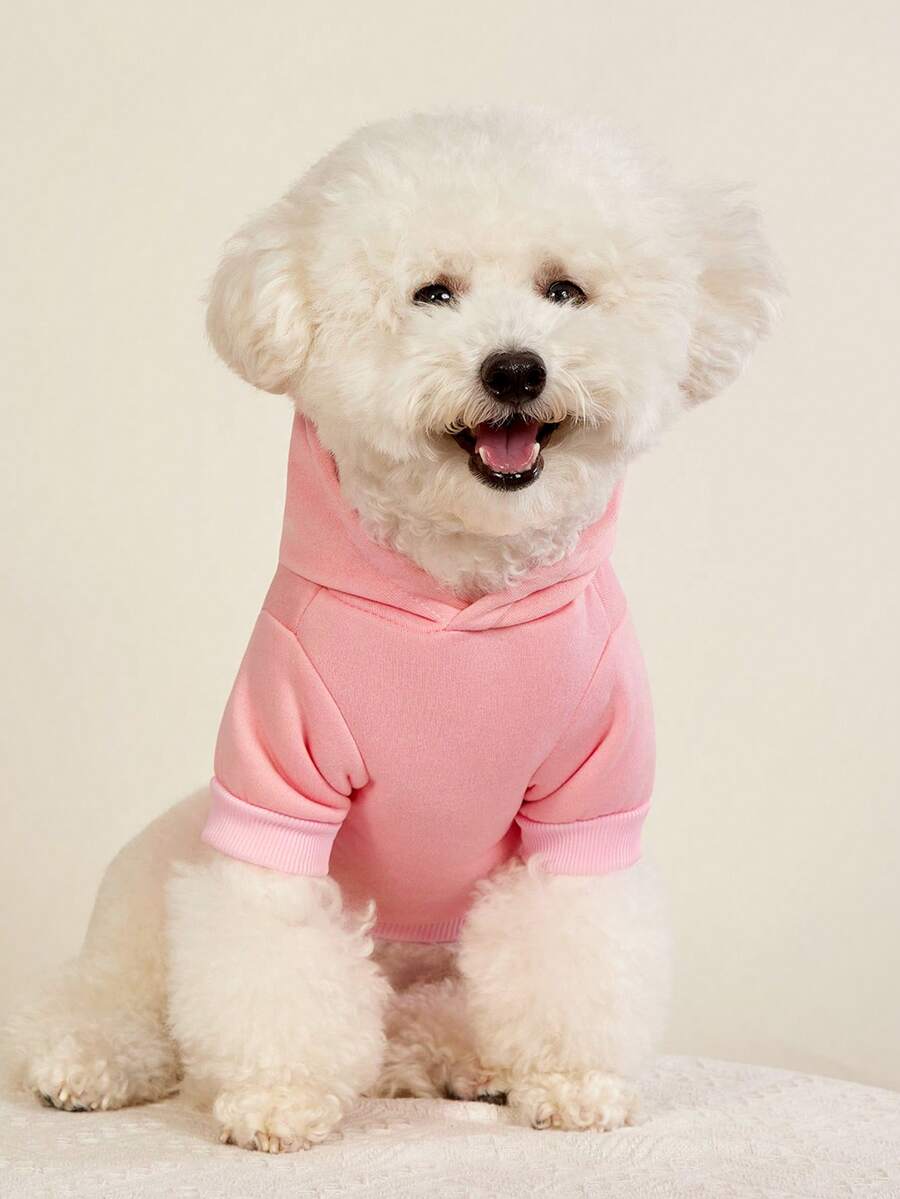 PETSIN 1 件粉色简约日常宠物连帽衫 - 柔软舒适,适合秋季、冬季和早春;非常适合日常散步、户外活动、室内休闲、旅行、节日聚会、节日派对和可爱的照片拍摄;为您的宠物提供温暖、舒适和甜美风格 - 彩色 - 查看 1