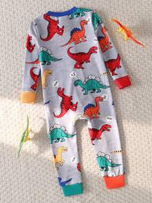 Baby Jungen bunte Dinosaurier Muster Langarm Bodysuit Bodysuit Jumpsuit