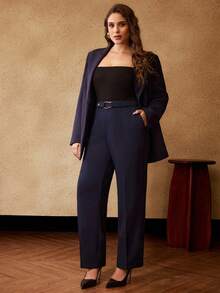 MOTF PREMIUM Quần ống côn 7/8 khóa kim loại cỡ lớn - Màu xanh hải quân - Xem 1