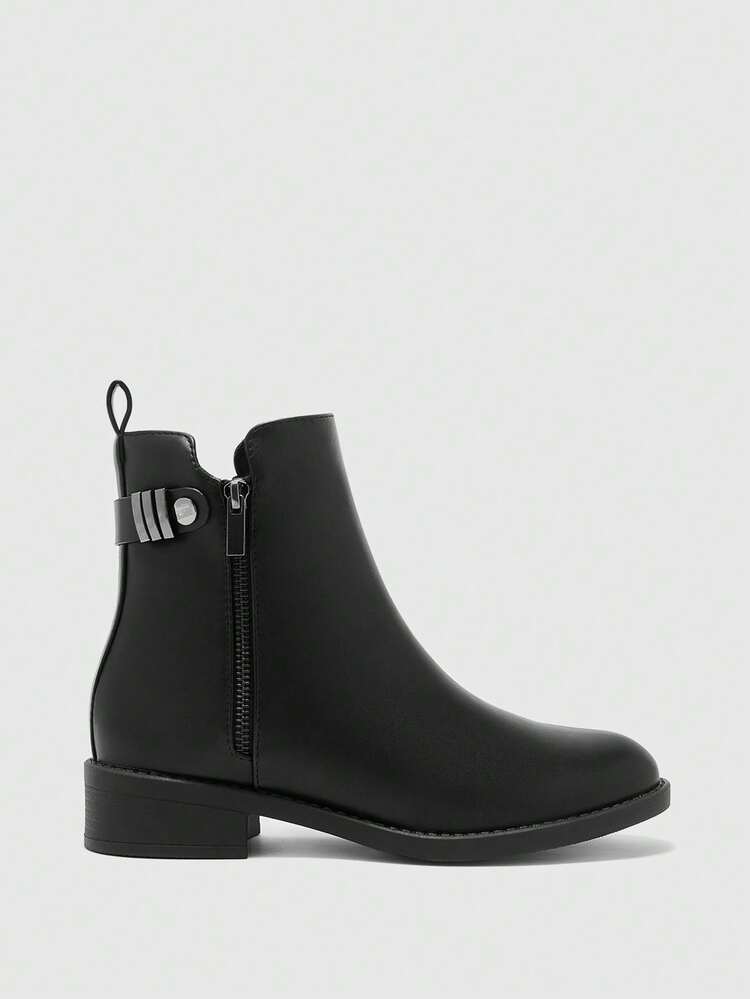 CUCCOO BIZCHIC Women's All-Match Black Mid-Calf Boots, Versatile Fashion
