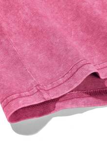 ROMWE MEN Anime Men's Cartoon Japan Style Letter & Acid-Washed Short Sleeve T-Shirt - Pink - View 3