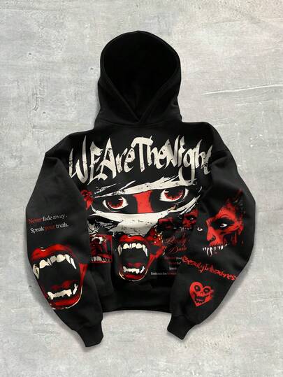 Street Life Men's Street Fashion Printed Long Sleeve Hoodie