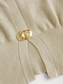 Sweetra Cardigan nou, vișiniu, cu decolteu în V, talie strânsă, stil urban șic, cu mânecă scurtă, pentru naveta zilnică