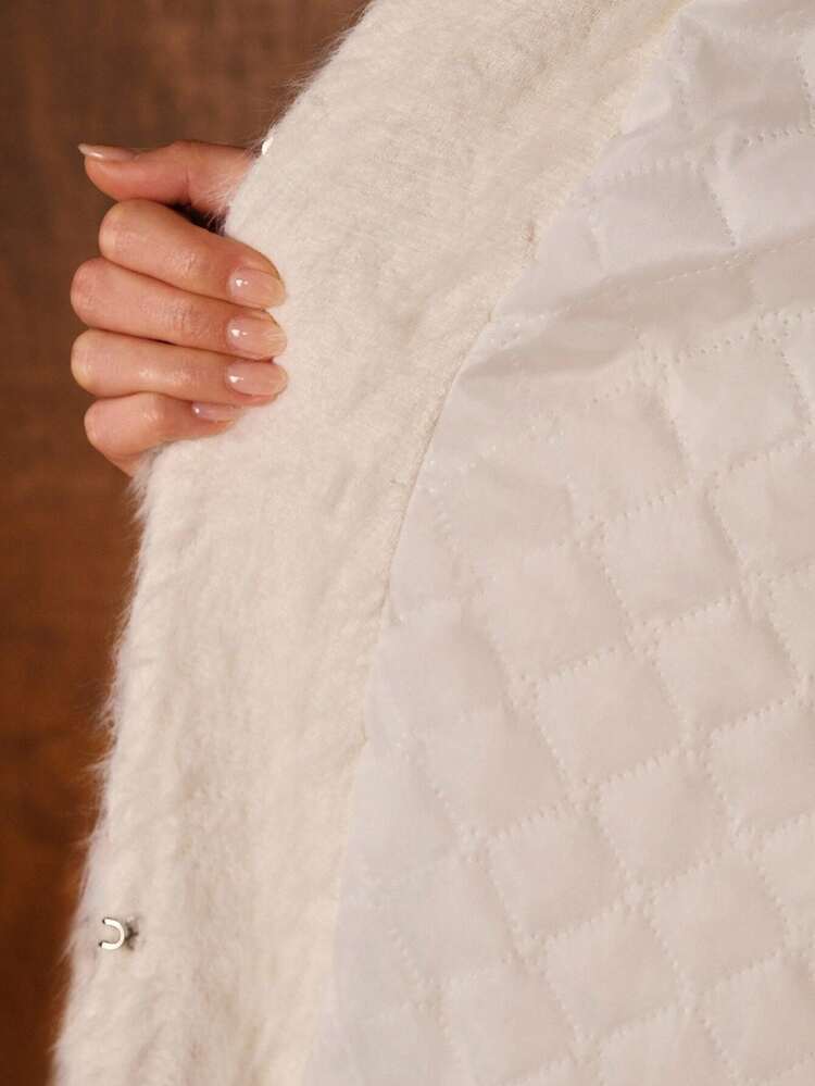 CONTRAST SEQUIN FLUFFY OVERCOAT