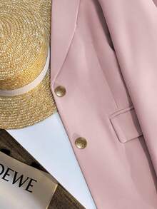 Franclia Cream-Colored Casual Blazer Jacket For Women, French Style Spring/Autumn New Arrival, Solid Color Lightweight Suit Jacket