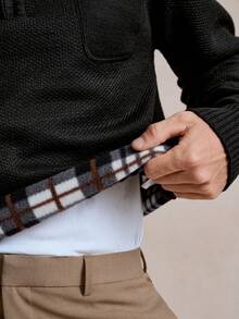 Manfinity CityGents Men's New Pullover Sweater, Half Zip Collar Casual Knit Sweater