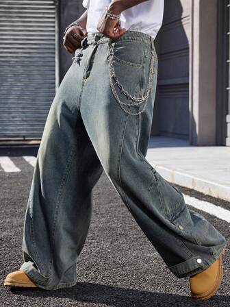 Street Life Jeans casual da uomo con lavaggio, tasche inclinate, vestibilità morbida, autunnali