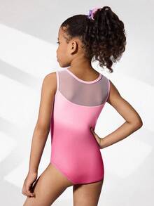 Set de 2 piezas de maillot y shorts de gimnasia para niñas, con estampado lindo y decoración de rhinestones, adecuado para uso casual, deportivo y de competición - Multicolor - Ver 2