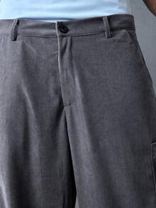 ROMWE MEN Casual Quần dài nam dáng rộng thiết kế túi màu trơn đơn giản - Nhiều màu - Xem 2