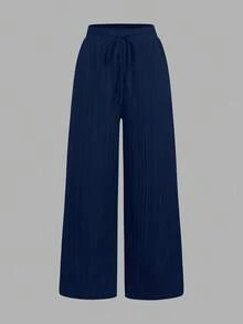 SHEIN Essnce 3pcs Women Casual Solid Color Versatile High Waist Drawstring Pocket Straight Loose Pants Set, Suitable For Spring/Summer,Fall,Fall Clothes For Women