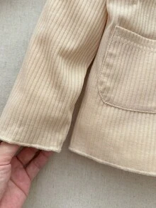 Blossori Bộ áo khoác và quần cài nút kiểu Pháp thanh lịch cho bé gái - Màu Khaki - Xem 5