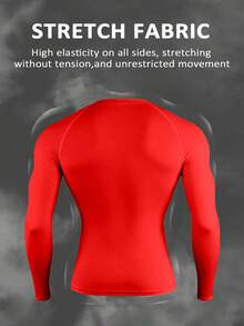 Gym Rark Men's Crew Neck Raglan Sleeve Casual Creative Spider Graphic Sports Tank Top Spandex Shirts Long Sleeve Compression Shirt Compression Shirt Men, Gym - Red - View 2