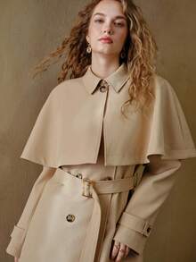 MOTF STUDIO 时尚可拆卸扣带中长款风衣 - 卡其色 - 查看 3