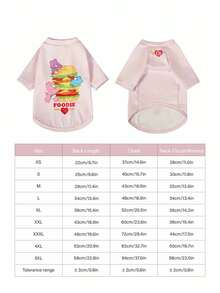 Care Bears X PETSIN 1 件小熊汉堡卡通图案印花粉色可爱舒适弹力宠物猫狗通用袖T恤 - 淺粉色 - 查看 4