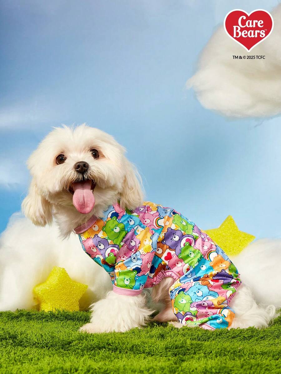 Care Bears X PETSIN 1 件小熊彩色卡通图案印花可爱舒适弹力四脚裤宠物猫狗通用连体裤 - 彩色 - 查看 1