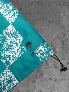 PAVTROS 男士棋盘格图案拉链短袖外套 - 綠色 - 查看 6