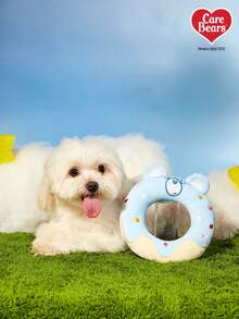 Care Bears X PETSIN 蓝色心形小熊甜甜圈造型狗狗发声玩具，内置BB弹，可用于互动玩耍、磨牙和清洁牙齿。