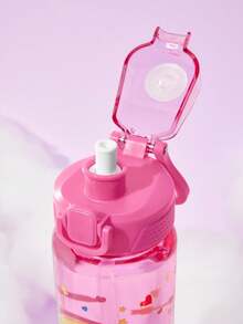 SHEIN X Care Bears Bình nước in hình gấu 1000ml / 34oz, có quai xách dễ dàng mang theo, thích hợp cho việc tập thể dục, đi học - Hồng - Xem 7