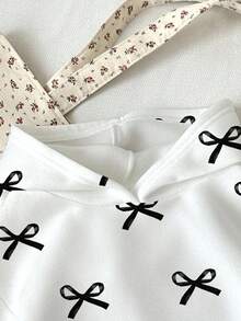 SHEIN 年轻女孩休闲宽松蝴蝶印花圆领舒适日常针织长袖运动衫 - 彩色 - 查看 5