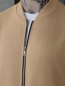 Manfinity Homme 男士纯色长袖外套和裤子套装，休闲两件套，米色男士服装，男士街头服饰套装，男士运动服套装，男士慢跑套装，适合复古风格、日常休闲、周末旅行、户外活动、探险旅行、轻松的工作环境或半正式场合，可作为男友/丈夫礼物、周年纪念礼物、圣诞节服装、秋季服装休闲两件套，男士街头服饰套装 - 卡其色 - 查看 7