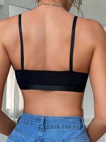 Áo ngực có gọng ren tương phản - màu đen - Xem 2