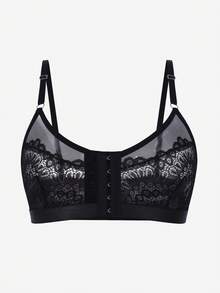 Áo ngực có gọng ren tương phản - màu đen - Xem 7