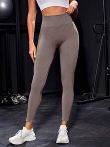 Easithlete Quần legging thể thao thường ngày liền mạch màu trơn cạp cao ôm vừa vặn - Nhiều màu - Xem 2