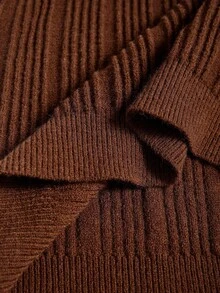 Manfinity Homme Men's Solid Color Turtleneck Long Sleeve Casual Sweater,Coffee Brown,Autumn,Casual,Hiking Autumn/Winter Gift For Boyfriend Husband,Couples Sweater - Khaki - View 4