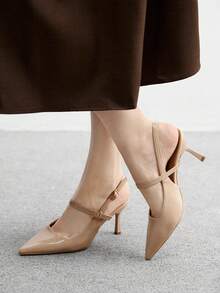 CUCCOO BIZCHIC Women's Pointed Toe Stiletto Heel Slingback Pumps, Apricot Color, Sexy & Elegant For Work, Party, Banquet - Apricot - View 3